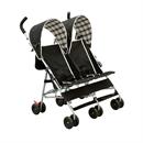 Delta Childrens Products DX Double Side by Side Umbrella Stroller, Black and White Plaid